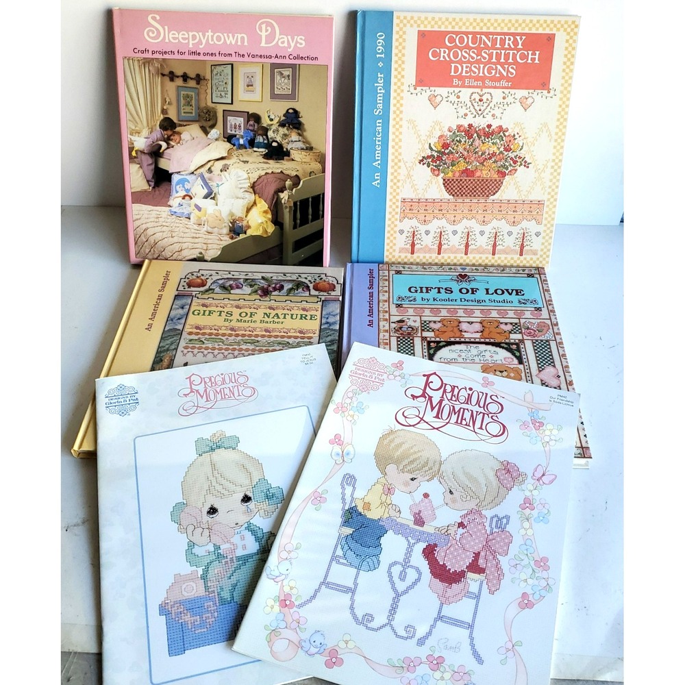 Precious Moments Designs Gloria & Pat Vintage Cross Stitch Book Lot 4 & Patterns